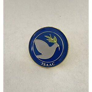Issac White Peace Dove Branch In Beak Blue Lapel Pin Zechovoy Vintage